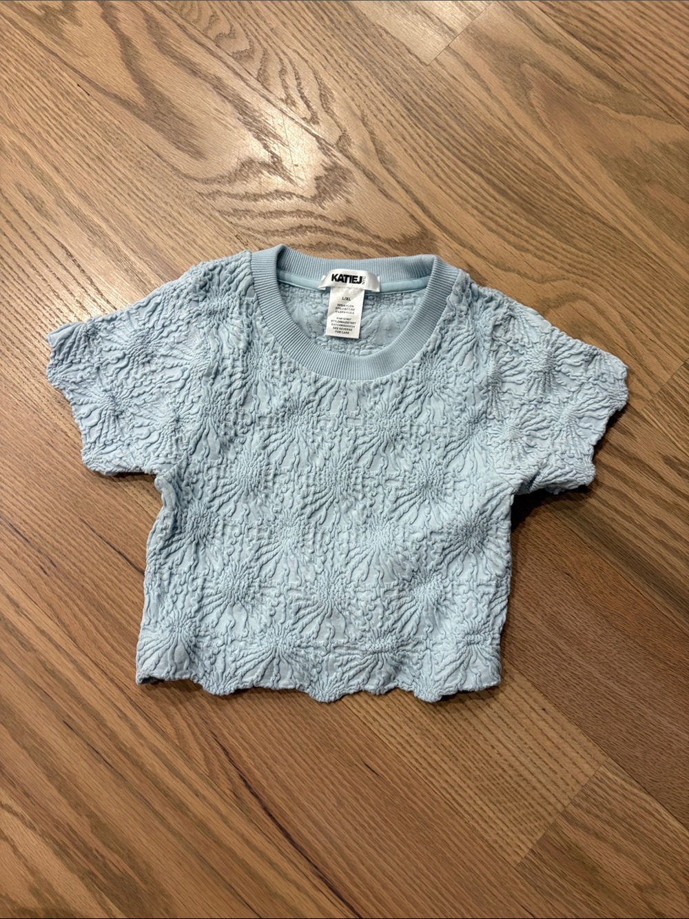 Katie J NYC Light Blue Textured Short Sleeve Kids Top
